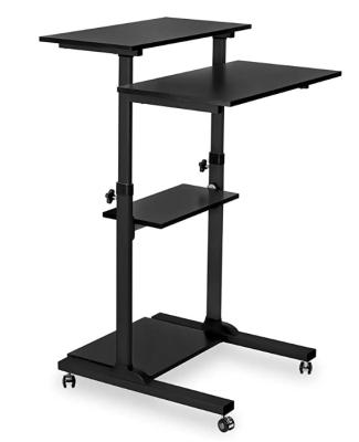 China Adjustable (height) IT rack! Mobile Standing Desk / Adjustable Height Stand Up Computer Workstation | Presentation rolling cart with 27.5 inches wide for sale