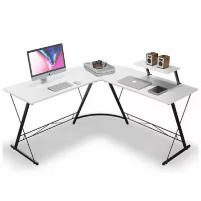 China Adjustable L Shaped Workstation 2 Person L Shaped Double Triangle Corner Gaming Desk Wood Factory Metal Computer Table Top Desk for sale