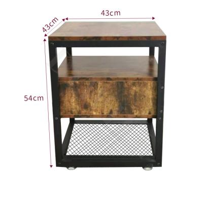 China Adjustable Iron Coffee Table Modern Wooden Side Table (Other) Bedroom Living Room Center Bed for sale