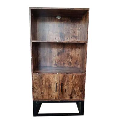 China Retro Adjustable Industrial Floor Cabinet 2 Tier Living Room Cabinet Standing Storage Shelf (Height) With Doors Storage Cabinet for sale