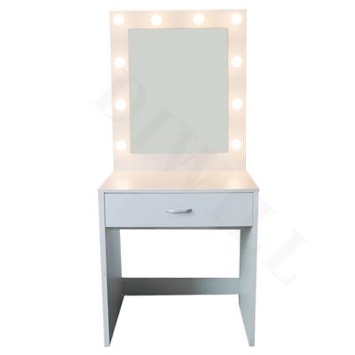 China Modern Adjustable Custom Wooden Girls Bedroom Furniture White (Size) Makeup Dressing Table With Led Lighting Mirror for sale