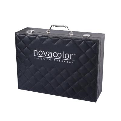 China Luxury Black Checkered PU Leather Box Sample Box Can Customize Logo for sale