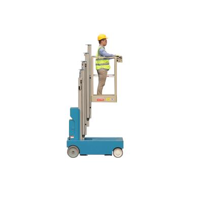 China Hotels CE Marked 6m Self Propelled Single Mast Work Platform For One Man Lift for sale