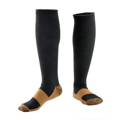 China Fiber breathable copper sock prevent varicose vein anti-fatigue compression socks for sale