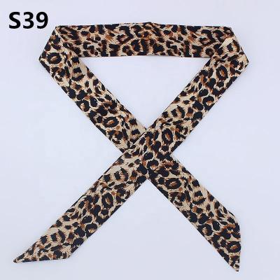 China 95cm x 4cm Classic Scarf Ribbon Headband Handbag Leopard Women Silk Satin Scarf for sale