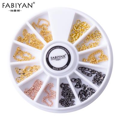 China Nail Art Decoration Strip Line DIY Punk 3D Design Tips UV Gel Metal Decoration Polish Chain Hollow Nail Art Wheel for sale