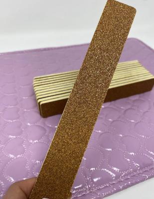 China Plastic+sponge Brown color rectangle shape nail file with 80/80 and 100/100 grit for sale