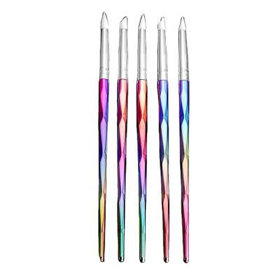 China Angular Blush Acrylic Carving Emboss Embossing Hollow Carving Dotting Pen 5pcs Nail Art Silicone Brush for sale