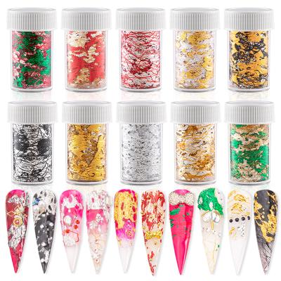 China 5/10 Plastic Jars Nail Art Mix 3D Stickers Nail Manicure Decorative ACCESSORIES Tool Hollow Mesh Gold Silver 50*4cm for sale