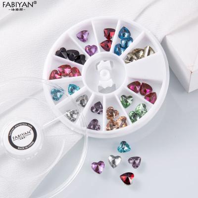 China 12 Colors 3D Acrylic Heart Shape Crystal Rhinestone Facet Glitter Nail Art Polish Tips Decoration for sale