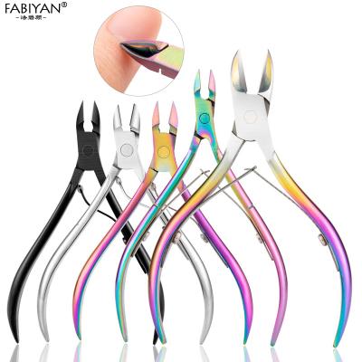 China Right Handed Scissors Stainless Steel Rainbow Nail Art Nippers For Dead Skin Remover for sale