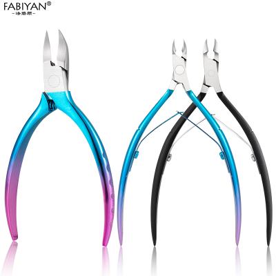 China Right Handed Scissors Blacken Rainbow Color Stainless Steel Cuticle Nipper Scissors For Dead Skin Remover for sale