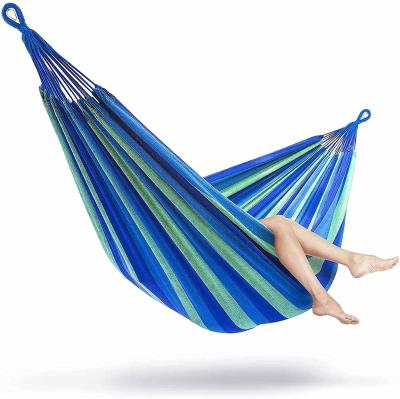 China High Quality Individual Outdoor Camping Hammock Family Hammock Outdoor Camping Canvas Colorful Stripes Swing Bed for sale