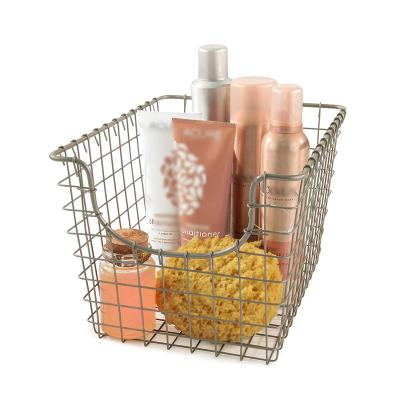 China Wholesales Household Office Storage Basket Rectangle Metal Wire Basket Viable Organizer for sale