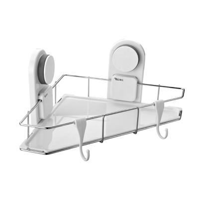 China Viable Hot Sales Plastic Shower Caddy Sucker Storage Organizer Bathroom Corner Rack for sale