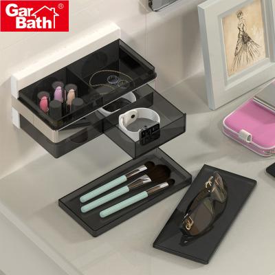 China Sustainable Adhesive Wall Mount Makeup Vanity Bathroom Cosmetic Organizer Box for sale