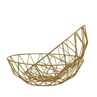 China Viable Bread Fruit Basket Wire Metal Decoration Dining Table Round Metal Iron Fruit Storage Rolls Rack for sale