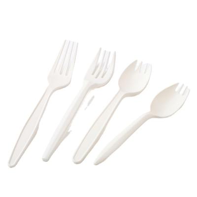 China Odm Cornstarch Disposable Plastic Free Cutlery Napkin Napkin Sharp Knife Fork Spoon Disposable Plastic Free Cpla Cutlery Decided By Customer for sale