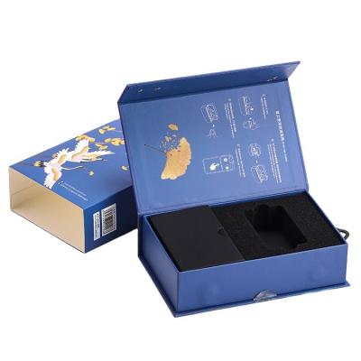 China Commedity Products Electronic Products Custom Blue Logo Matte Folding Magnetic Gift Cardboard Boxes Magnet Folding Flap Paper Box Top Open Electronic Products for sale