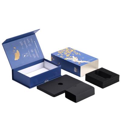 China Commedity Goods Large Large Electronic Custom Gold Luxury Blue Gift Box Packaging Scatole Regalo Folding Magnet Closure Magnetic Gift Box With Lid for sale