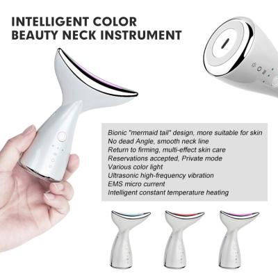 China 2021 Face Lift Home Use Wrinkle Remover Face Beauty Neck Massager Instrument Electric Anti Aging Led Light Device for sale