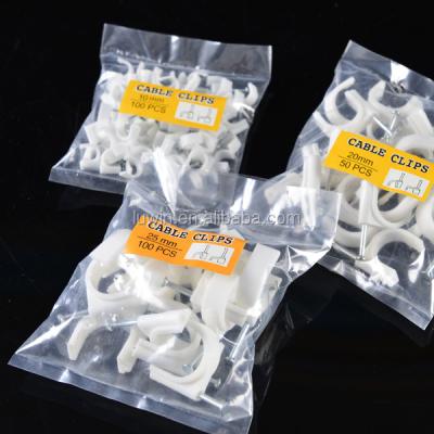 China Durable 4Mm -40Mm Electrical Wiring Accessories Round Wall Plastic Cable Wire Clips for sale