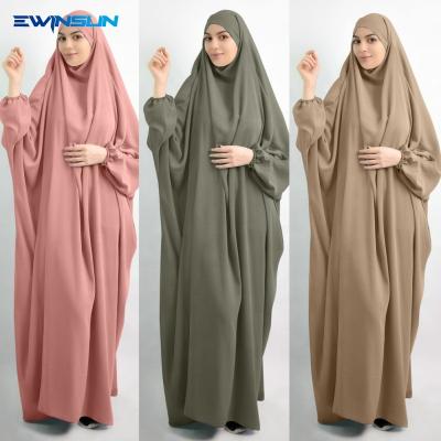 China Polyester Fiber Best Selling Long Muslim Abaya Dress Plain With Long Service Arab Women Hijab Islamic Worship Prayer Abaya Middle East for sale