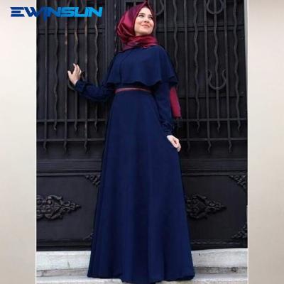 China New Design Anti-Wrinkle Abaya Modern Muslim Dubai Dress Women Muslim Dress With Belt Elegant Black Muslim Abaya O-Neck Abaya Dress for sale