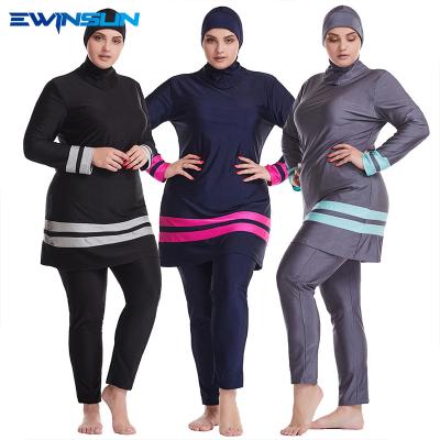 China New Fashion QUICK DRY Super Loose Muslim Conservative Burkini Swimwear For Women Plus Size Obese Modest Dubai Islamic Swimwear Women for sale