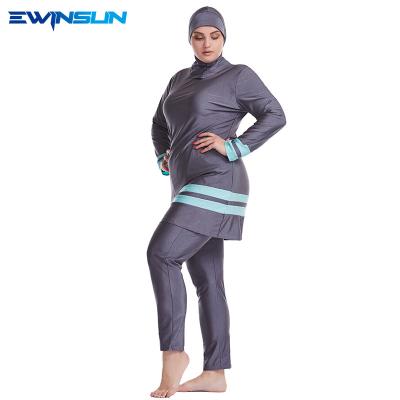 China Hot design QUICK DRY plus size Muslim swimwear burkini zwart for women three piece swimwear Dubai conservative breathable Islamic for sale