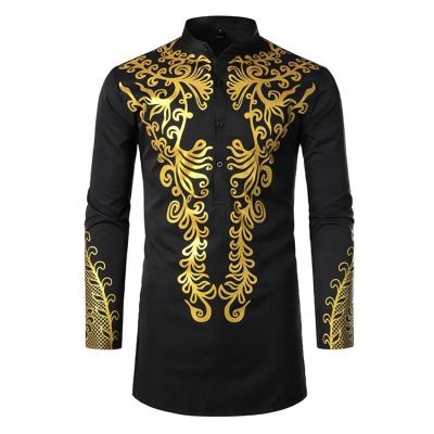 China Cotton Fashion Tanning Shirt Muslim Casual Long Sleeve Shirt For Wedding African Style Robe Long Sleeve Embroider Islamic Thobe Shirt for sale