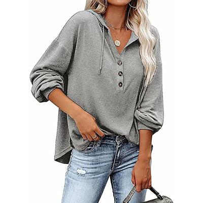 China New women's anti-pilling loose v-neck long sleeve sweater buttoned sports hoodie women oversized clothing ladies casual hoodie for sale