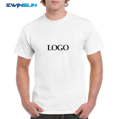 China Anti-wrinkle wholesale OEM 100% cotton custom embroidered logo T-shirt men's sports empty gym with custom printing shirt for men for sale