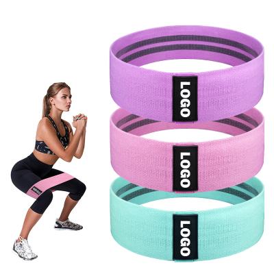 China Wholesale Custom Color Printed Elastic Logo Fabric Exercise Resistance Band Set Durable for sale