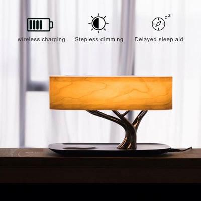 China Modern Decoration Wireless Charger Novelty Room Tree Desk Lamp Wood Light for sale