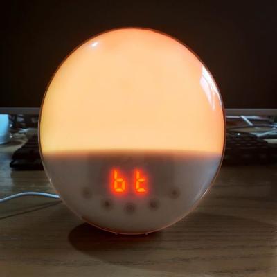 China Simulation Smart Alarm Clock LUMINOVA Sunrise Digital Clock Clock Wake Up Bedside Table Light Clock with FM Radio for sale