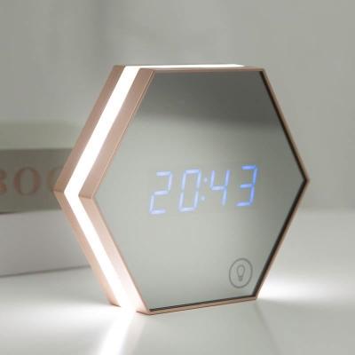 China LUMINOVA Smart Table Alarm Clock Make Up Mirror Clock With Led Night Light for sale