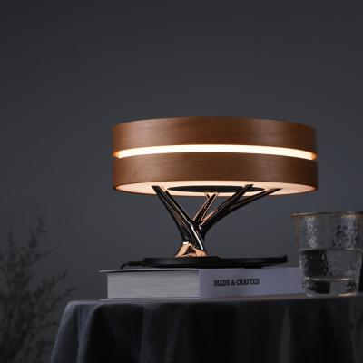 China Wood Smart Wireless Charging Table Lamp BT Speaker Tree Mobile Phone Light Radio Charger Home Office Wireless for sale