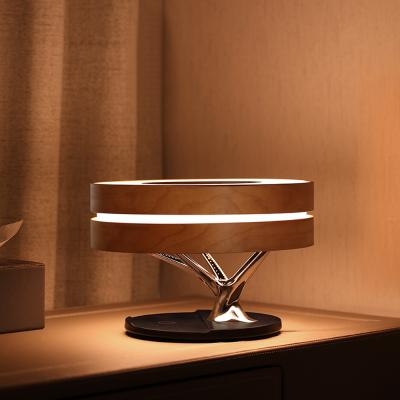 China Cell Phone Tree Home Light Dimmable Speaker Night Light Circle Table Lamp Smart Wireless Night Fill Light for sale