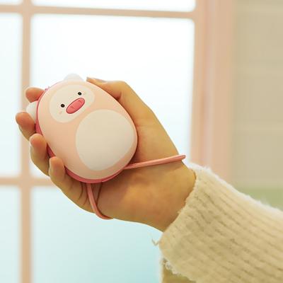 China Cute Portable Car Promotional Gift Mini Makeup Mirror Pocket Warm Usb Heart Hand Warmer With Power Bank for sale