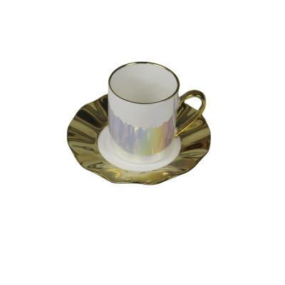 China 12pcs 90cc Viable Traditional Cup with Shine Gold Color and Ethiopian Electroplating Cup and Saucer for sale