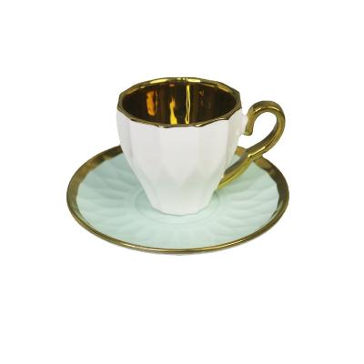 China 12PCS 100cc Viable Ethiopian Custom Cup and Saucer Electroplating Cup and Saucer for sale