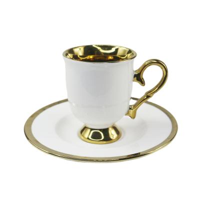 China Viable Custom 12pcs 90cc Tea Cup And Saucer Coffee Electroplating Cup And Saucer for sale