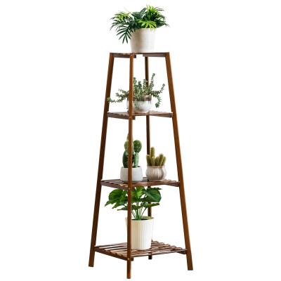 China 2021 viable four floors bamboo floor flower stand can be placed on the balcony for sale