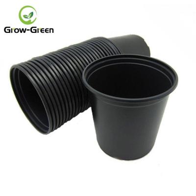 China 1,2,3,5,7 Gallon Eco-friendly PP Round Plastic Flower Pot Nursery Black&Green Garden Durable Pot With Drainage Hole for sale