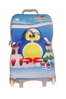 China Penguin Pattern Kids Travel Bags / Toddler Rolling Luggage Water Resistance for sale