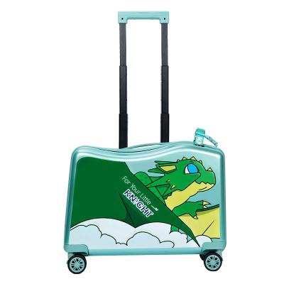 China NHL021-7 high quality PC 20 inch kids scooter trolley case 3D cartoon travlling universal wheel  suitcase for sale