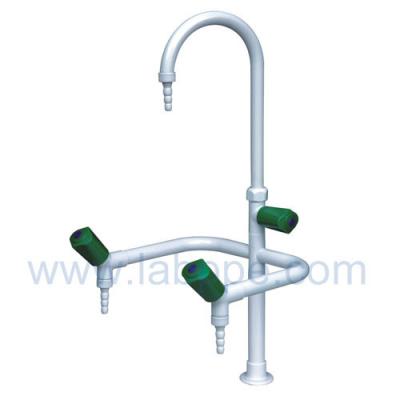 China SHA1-Three Way/Triple outlet Lab Tap/Faucet,brass,360°swing,White/lever handle optional for sale