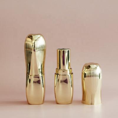 China 2022 design lipstick gold irregular shape lipstick tube container luxury popular luxury cosmetic lipstick empty packaging for sale