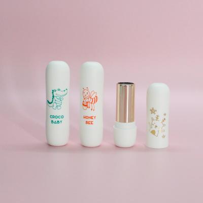 China Cosmetic Wholesale Custom Logo Lipstick Tubes Round Shape Lipstick Container Packaging For Matte White Lip Balm Container for sale